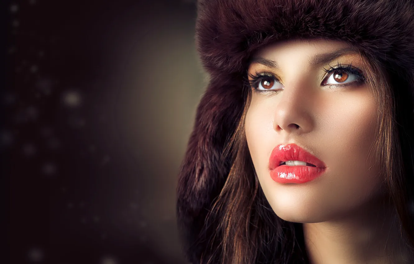 Photo wallpaper girl, face, hat
