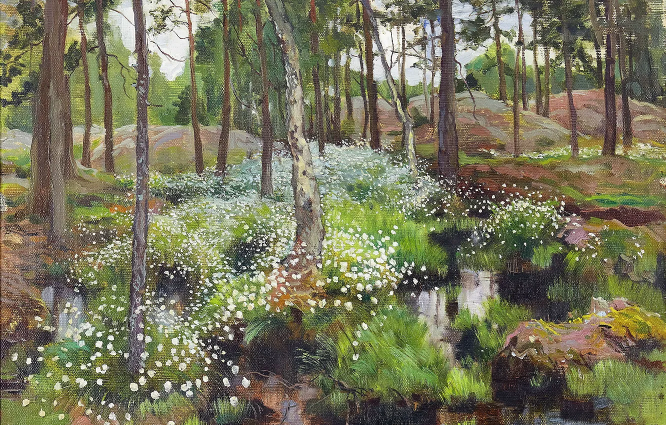 Photo wallpaper trees, flowers, picture, Swedish artist, Fanny Brother, Fanny Ingeborg Matilda Fry, Fanny Ingeborg Matilda Brother, …