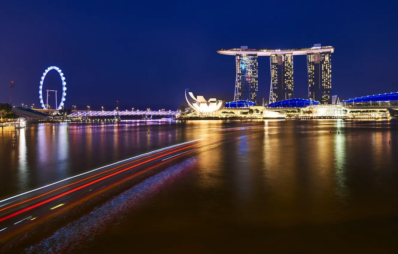 Photo wallpaper Night, The city, Singapore, Night Landscape