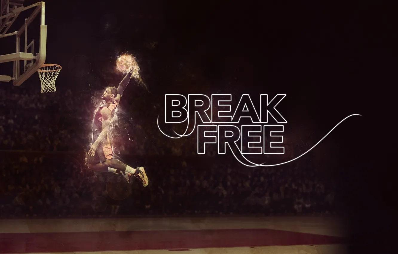 Photo wallpaper Field, Fire, Basketball, NBA, LeBron James, Hang, Player, Break Free