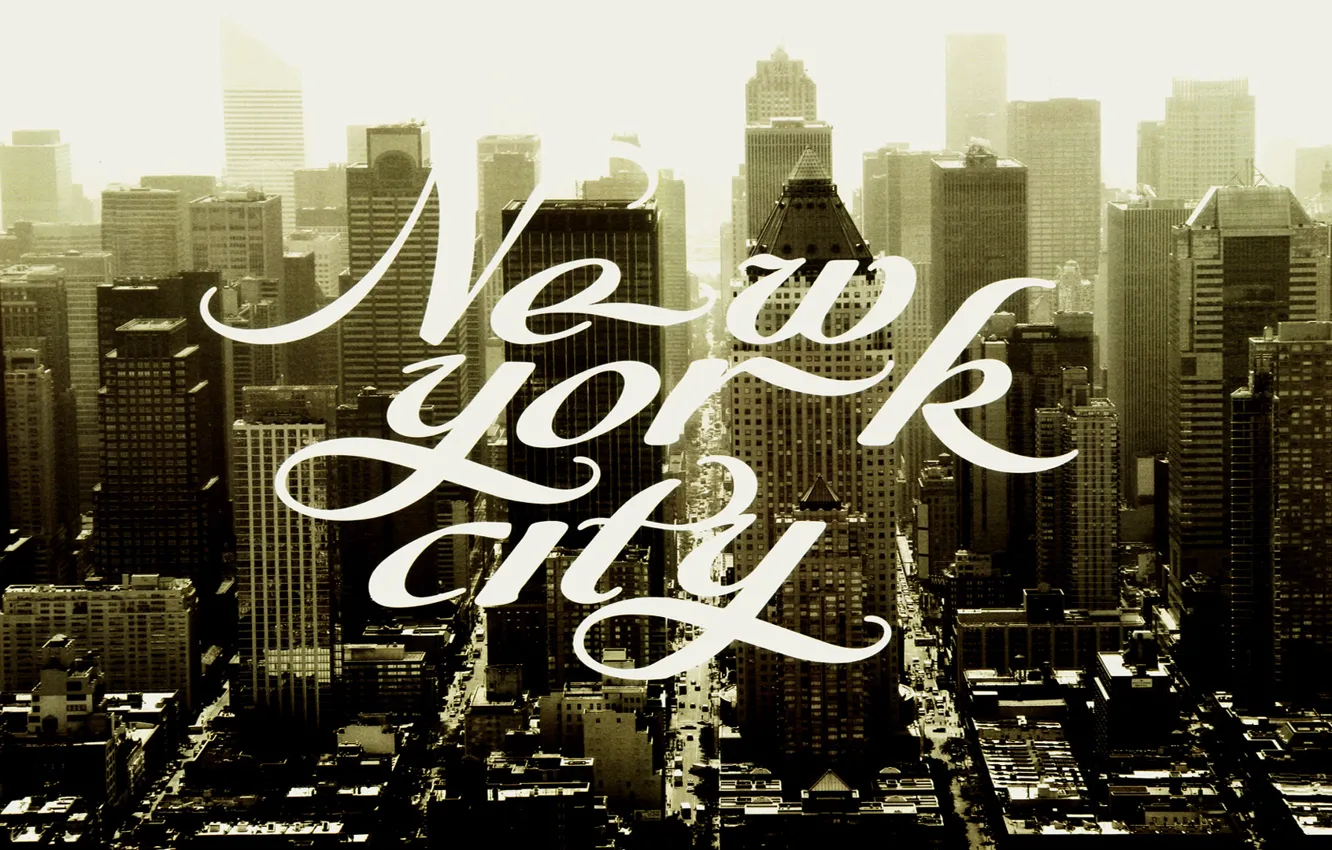 Photo wallpaper retro, the inscription, New York Сity