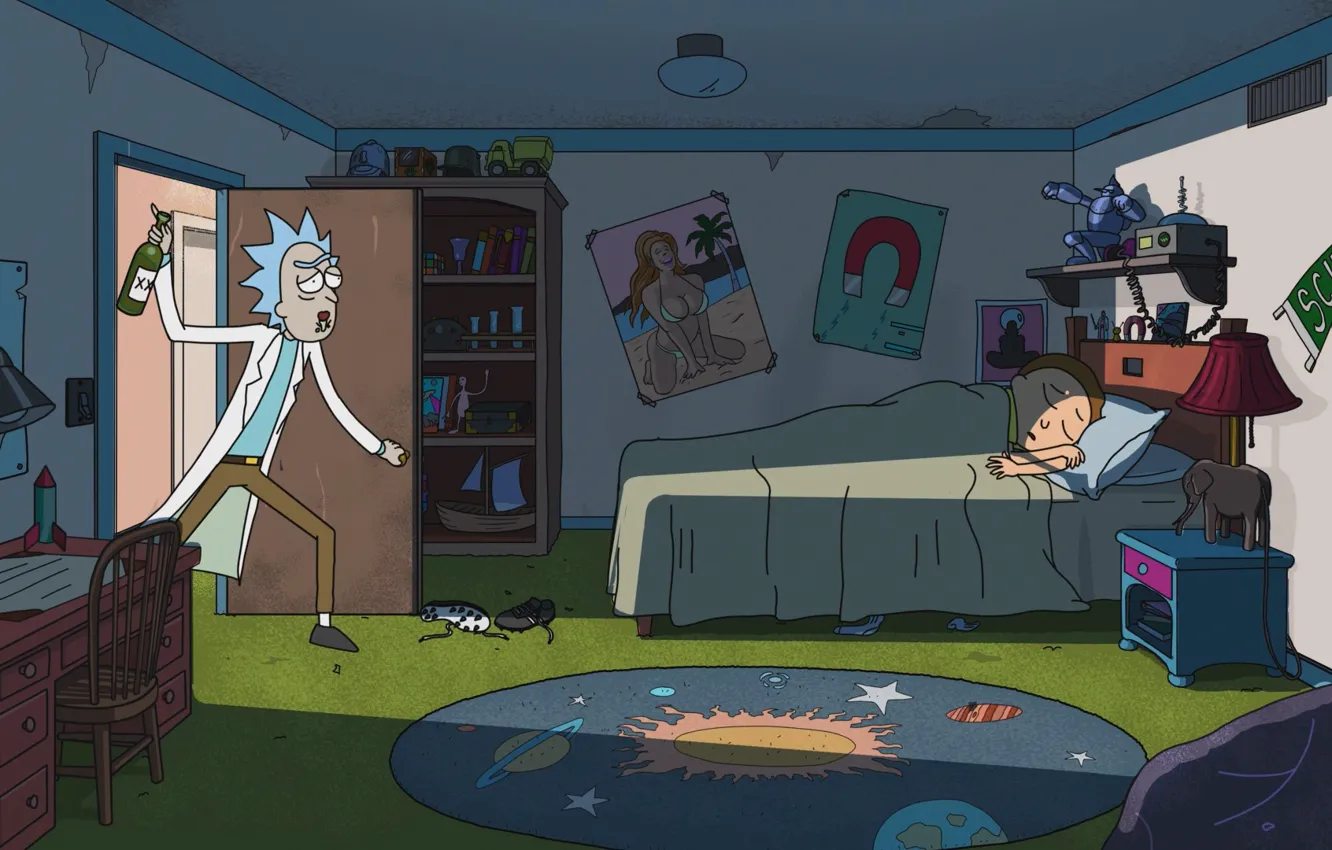 Photo wallpaper cartoon, the series, the animated series, Rick and Morty, Rick and Morty