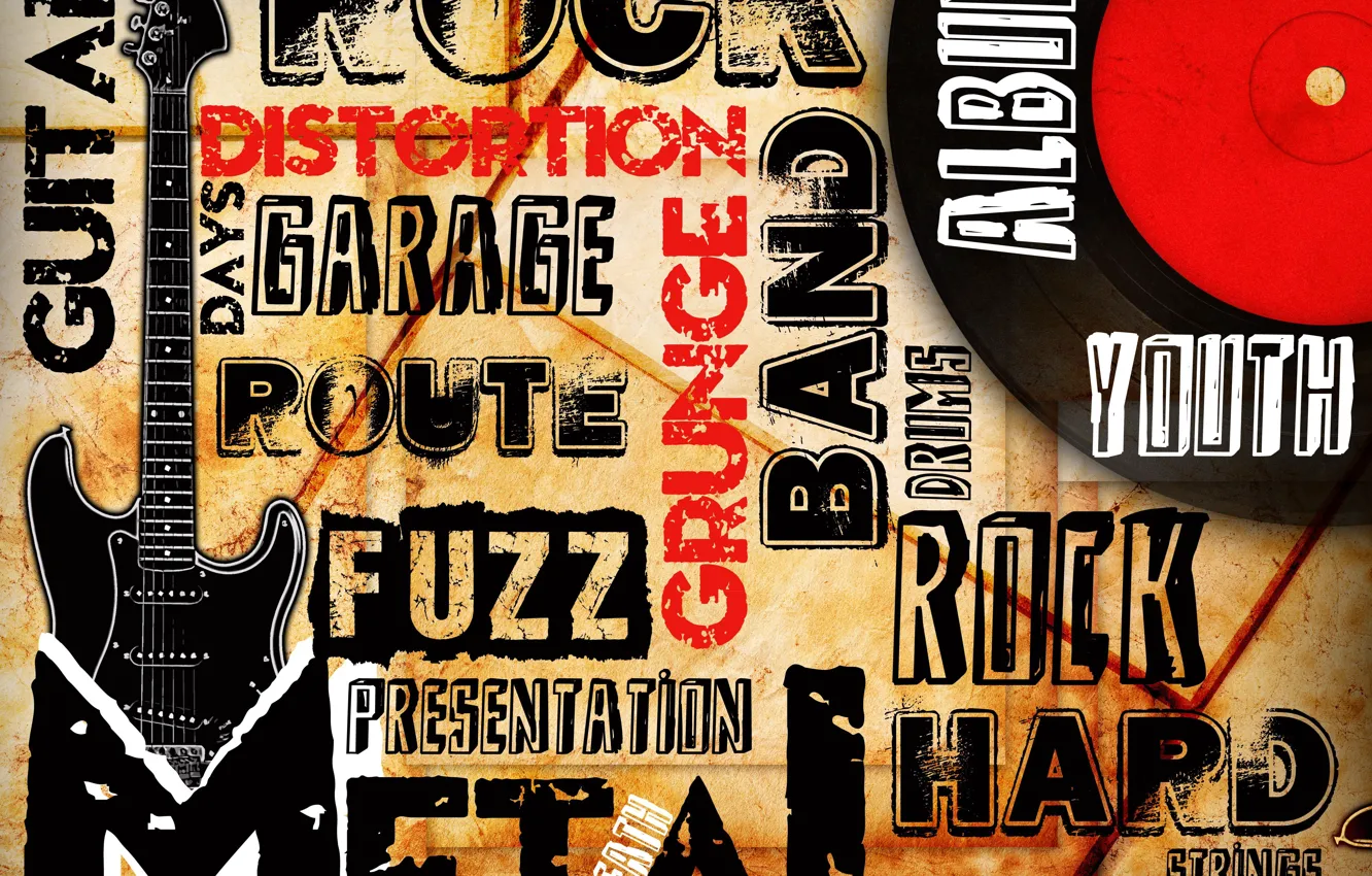 Photo wallpaper style, music, guitar, music, metal, guitar, Rock, rock