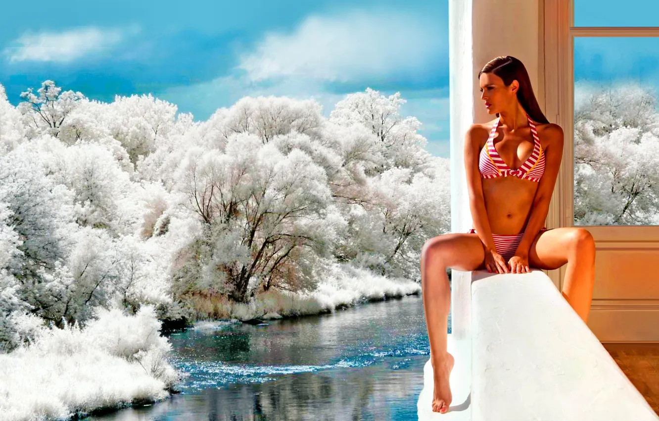 Photo wallpaper lake, snow, sunny, shiny, Wonderland, splendor, Arce, Vibrant