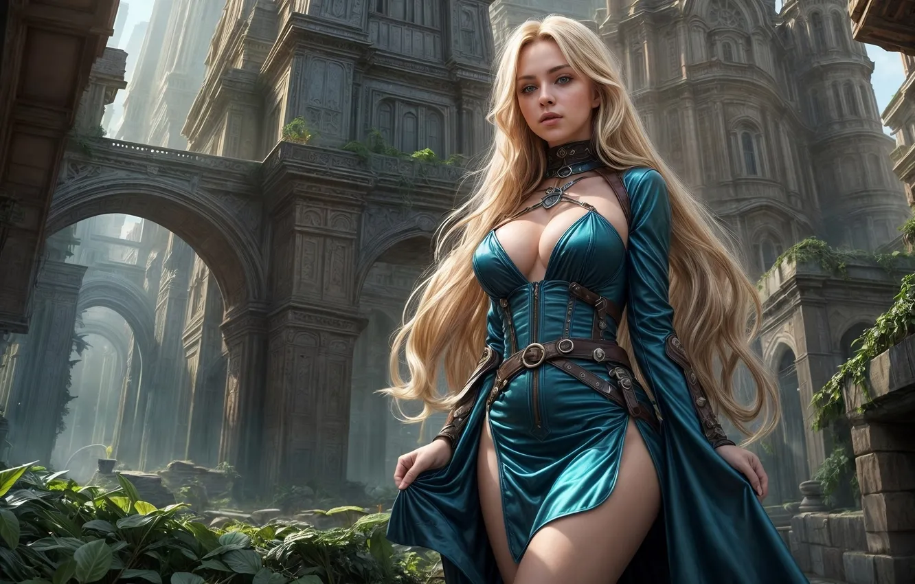 Photo wallpaper girl, blonde, AI Art