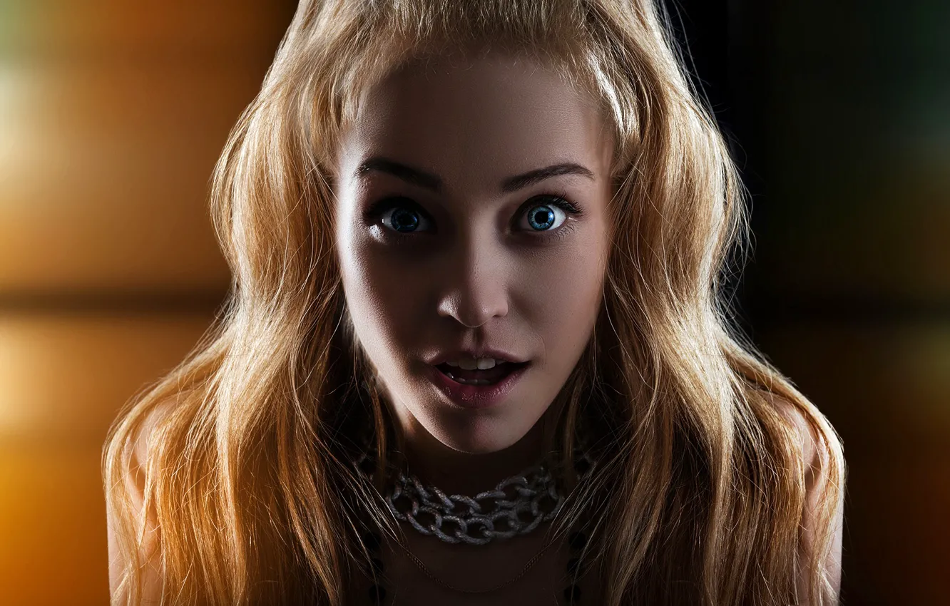 Photo wallpaper look, close-up, face, background, model, portrait, surprise, makeup