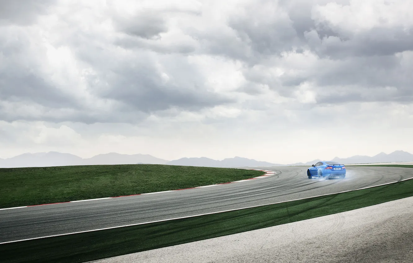 Photo wallpaper road, the sky, clouds, machine, smoke, road, speed, track