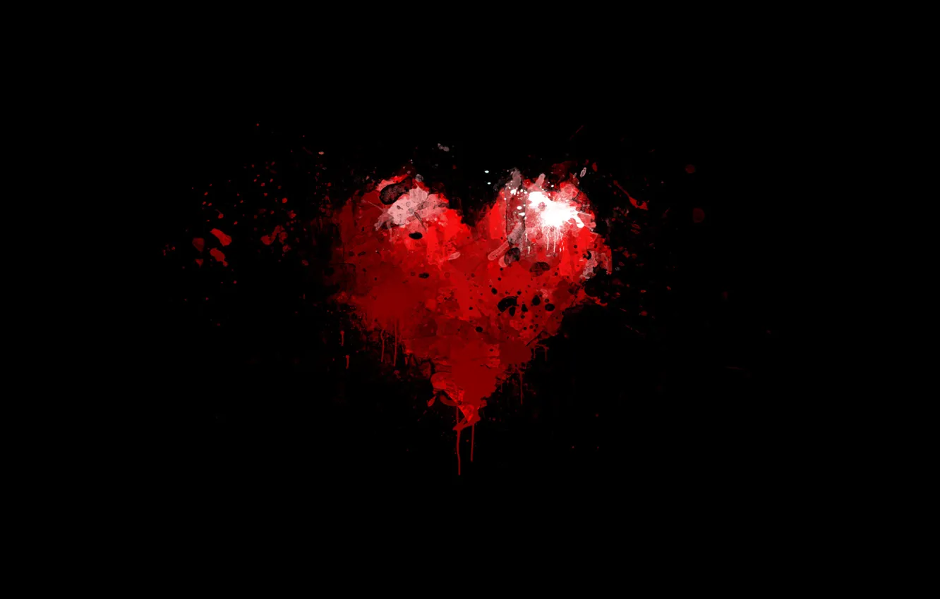 Photo wallpaper drops, background, red, black, heart, paint, minimalism