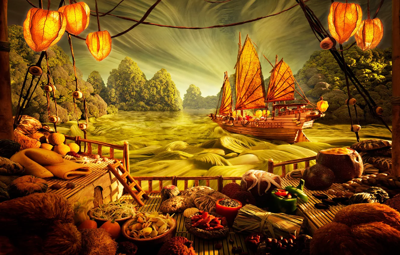 Photo wallpaper fantasy, food, Japan, kitchen