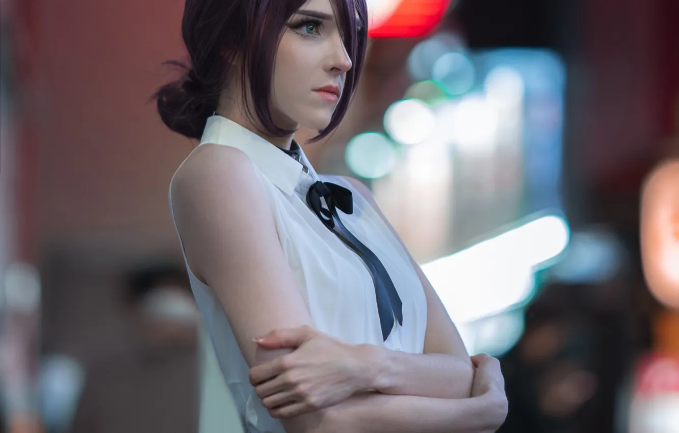 Photo wallpaper woman, night, beautiful, model, pretty, cosplay, asian, cute