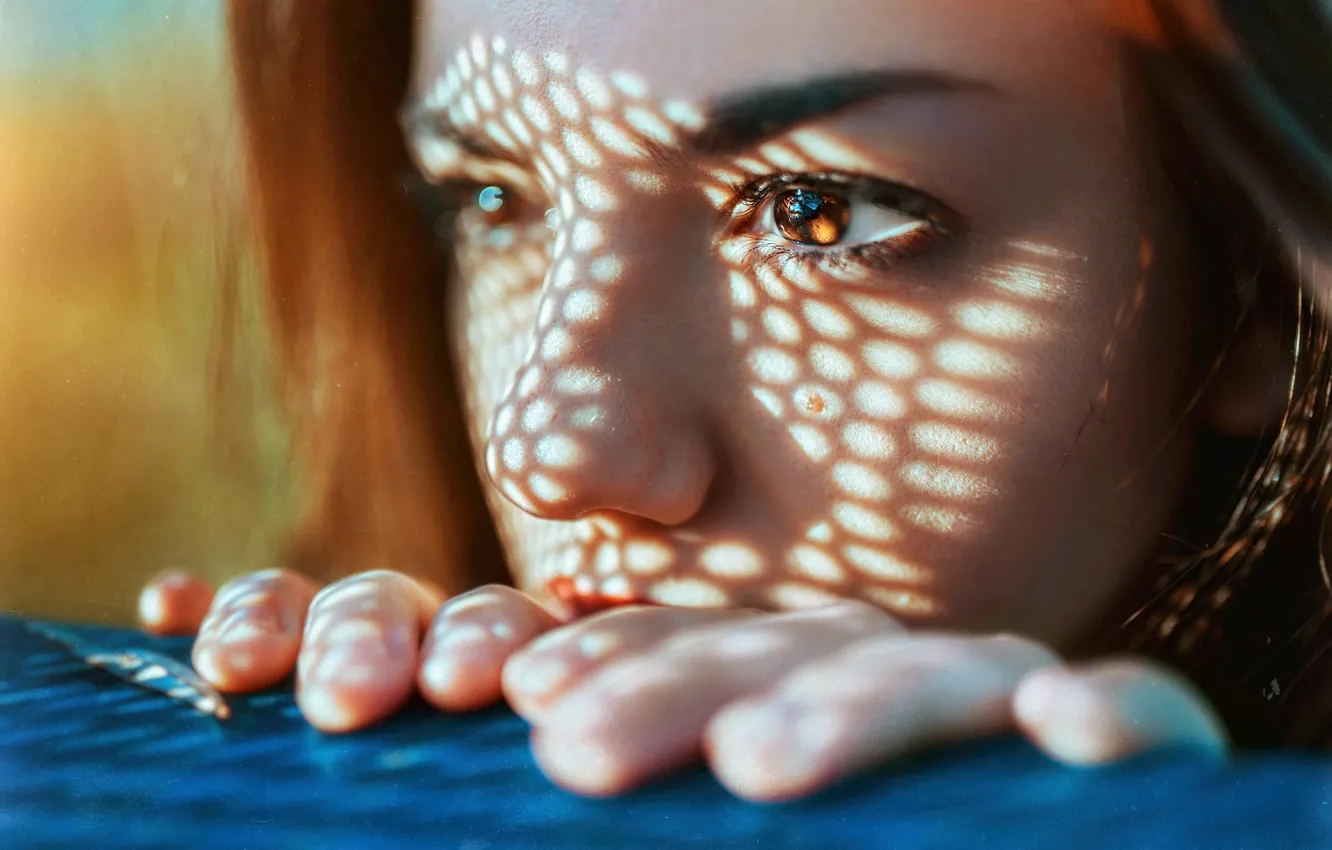 Photo wallpaper eyes, look, girl, macro, light, shadow, Delaiah Gonzalez, Gustavo Terzaghi