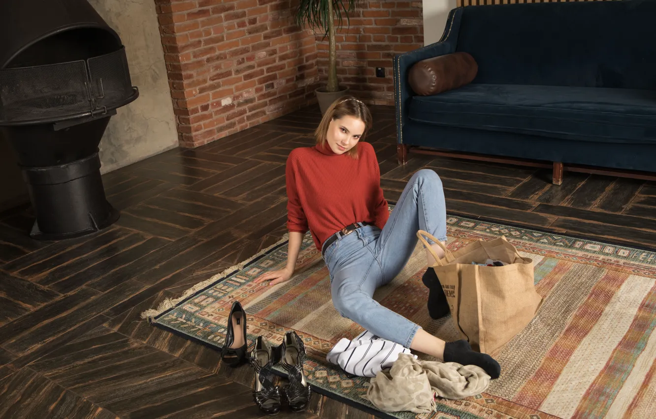 Photo wallpaper model, jeans, lounge, shopping, Diana Jam