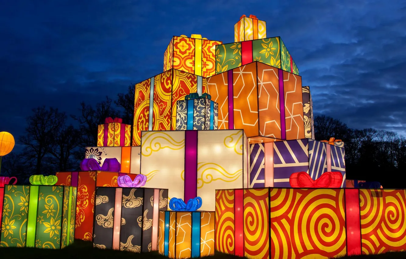 Photo wallpaper gift, England, Christmas, The festival of light, Longleat