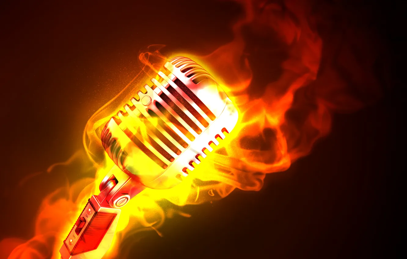 Photo wallpaper fire, flame, microphone