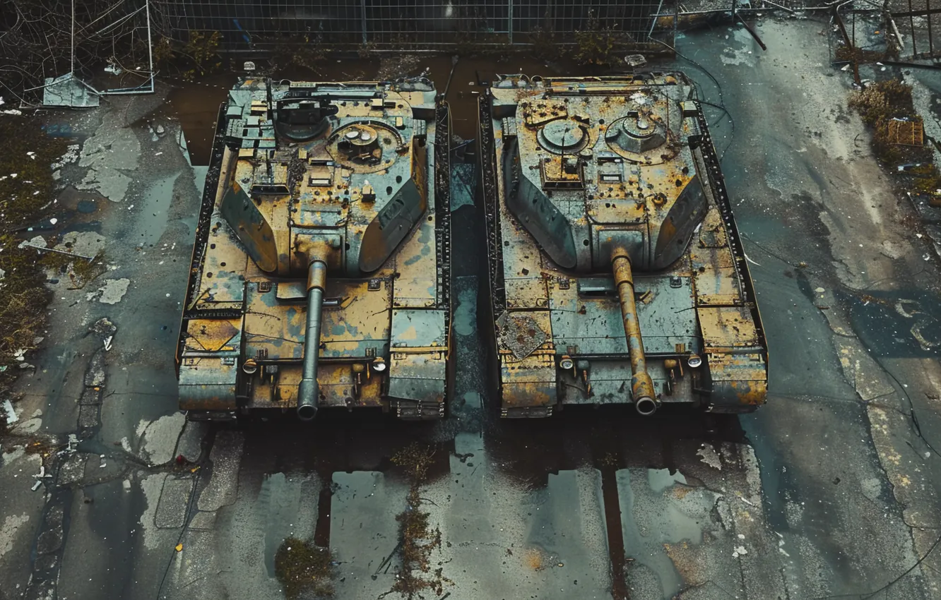 Photo wallpaper top, tank, digital art, AI art, The Art of Artificial Intelligence, War and conflict zone, …