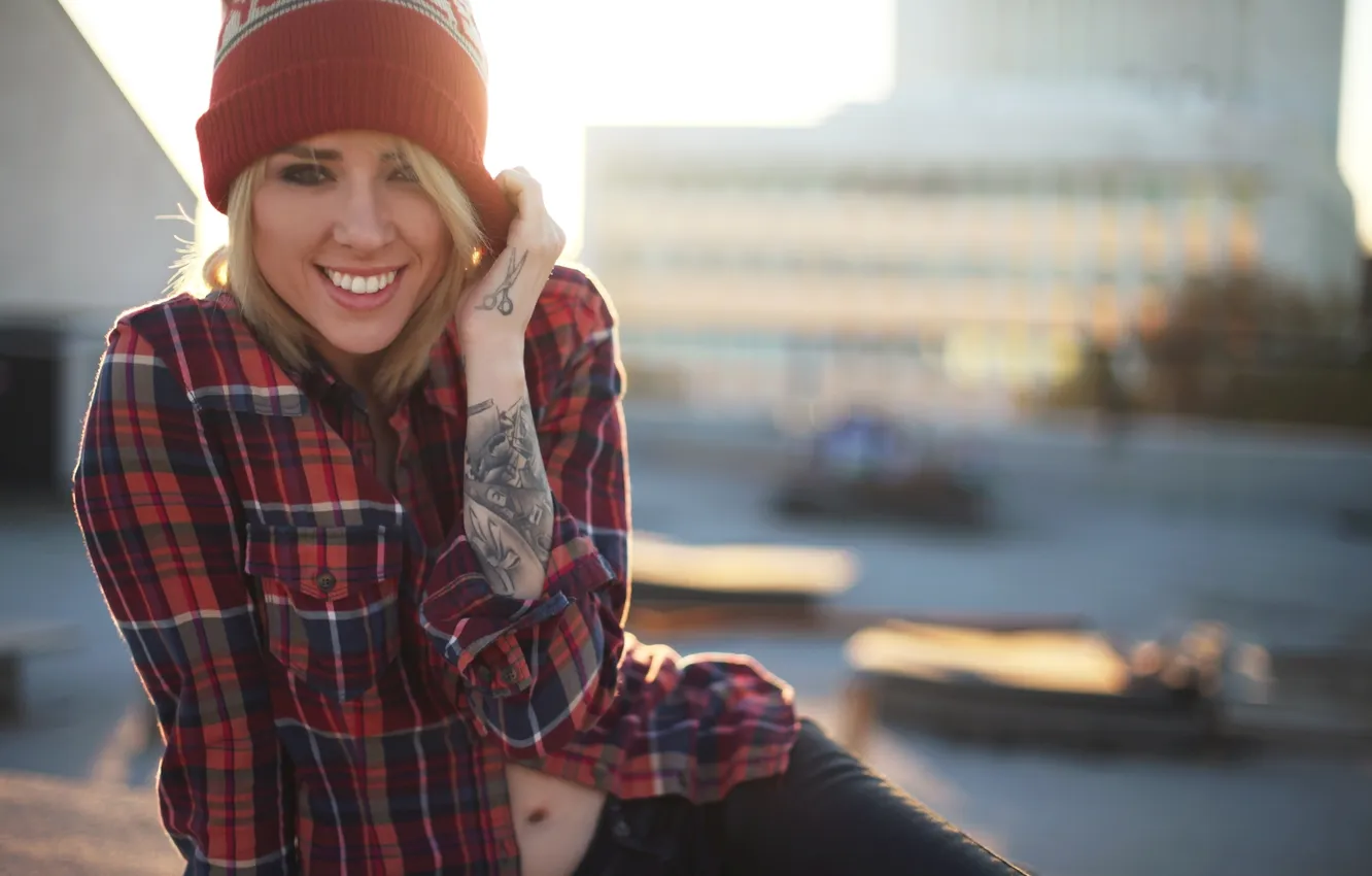 Photo wallpaper girl, smile, mood, hat, Alysha Nett