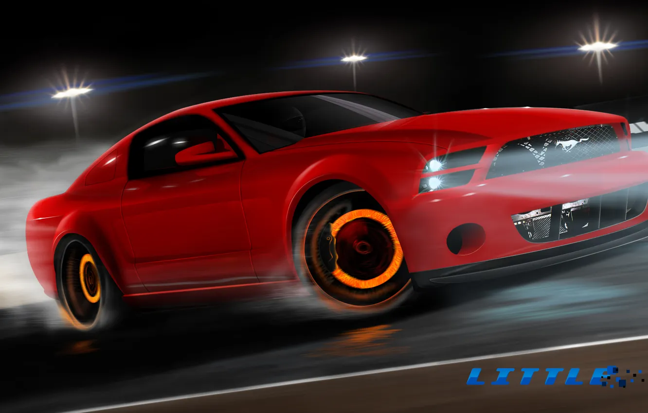Photo wallpaper Ford, Mustang, drift, drift, Ford Mustang, Ford Mustang, red car