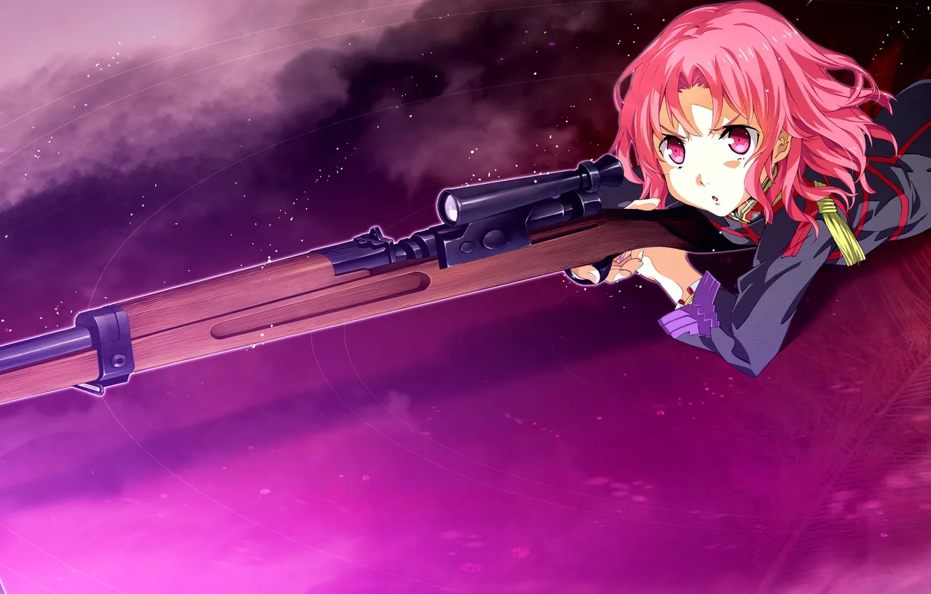 Photo wallpaper Single, g yuusuke, female, game cg, sniper rifle, Soushuu Senshinkan Gakuen Hachimyoujin, Tatsunobe Ayumi