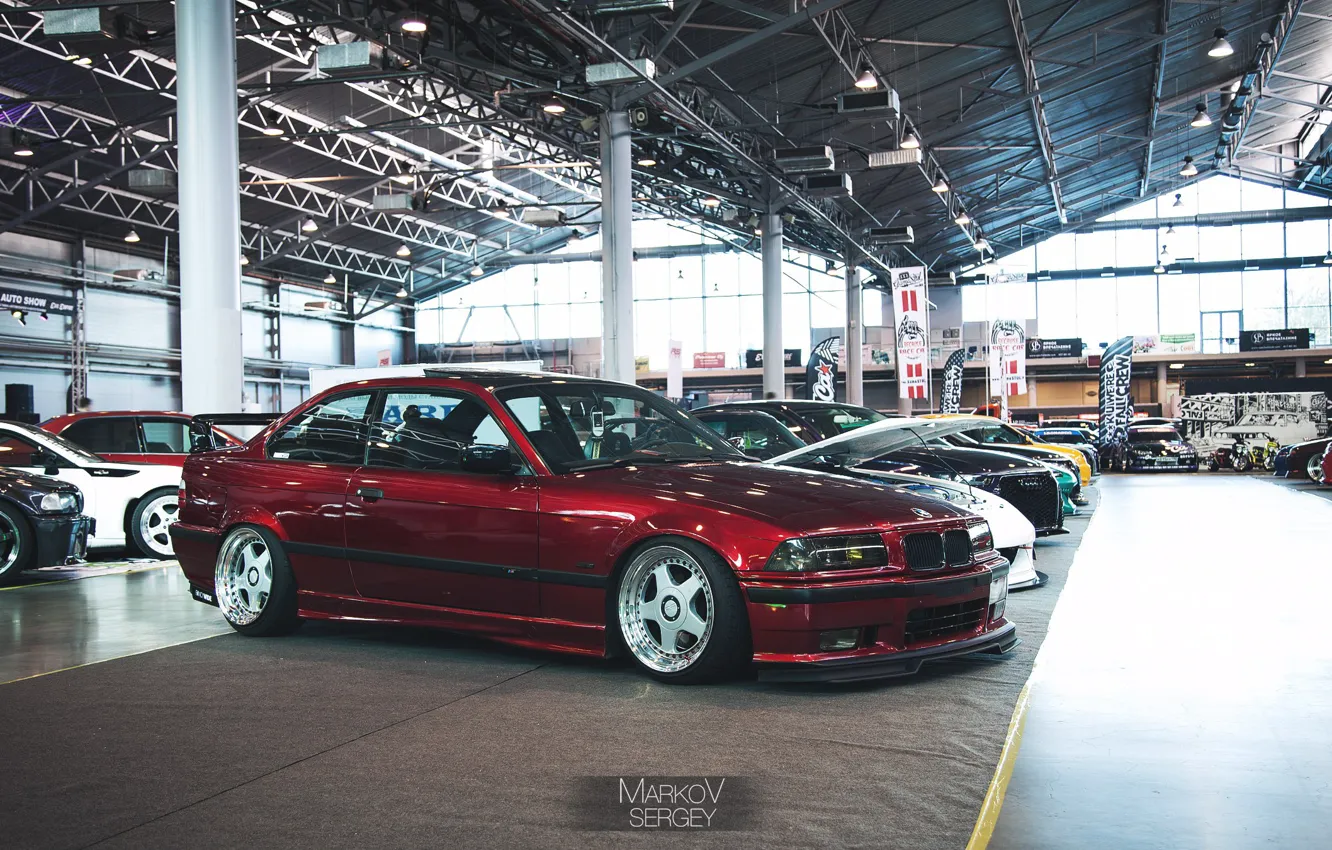 Photo wallpaper BMW, Red, E36, stance nation