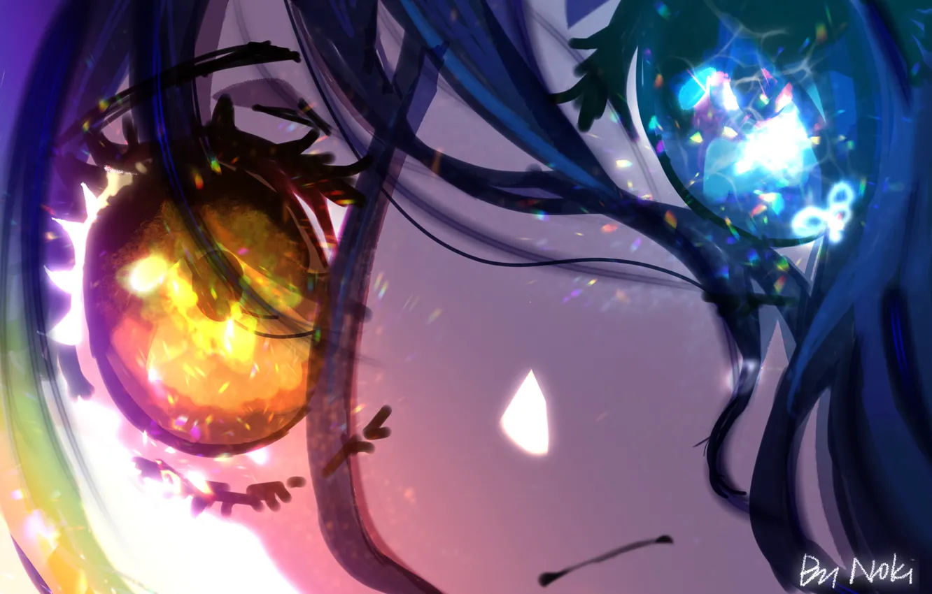 Photo wallpaper eyes, girl, fantasy, heterochromia, by Noki