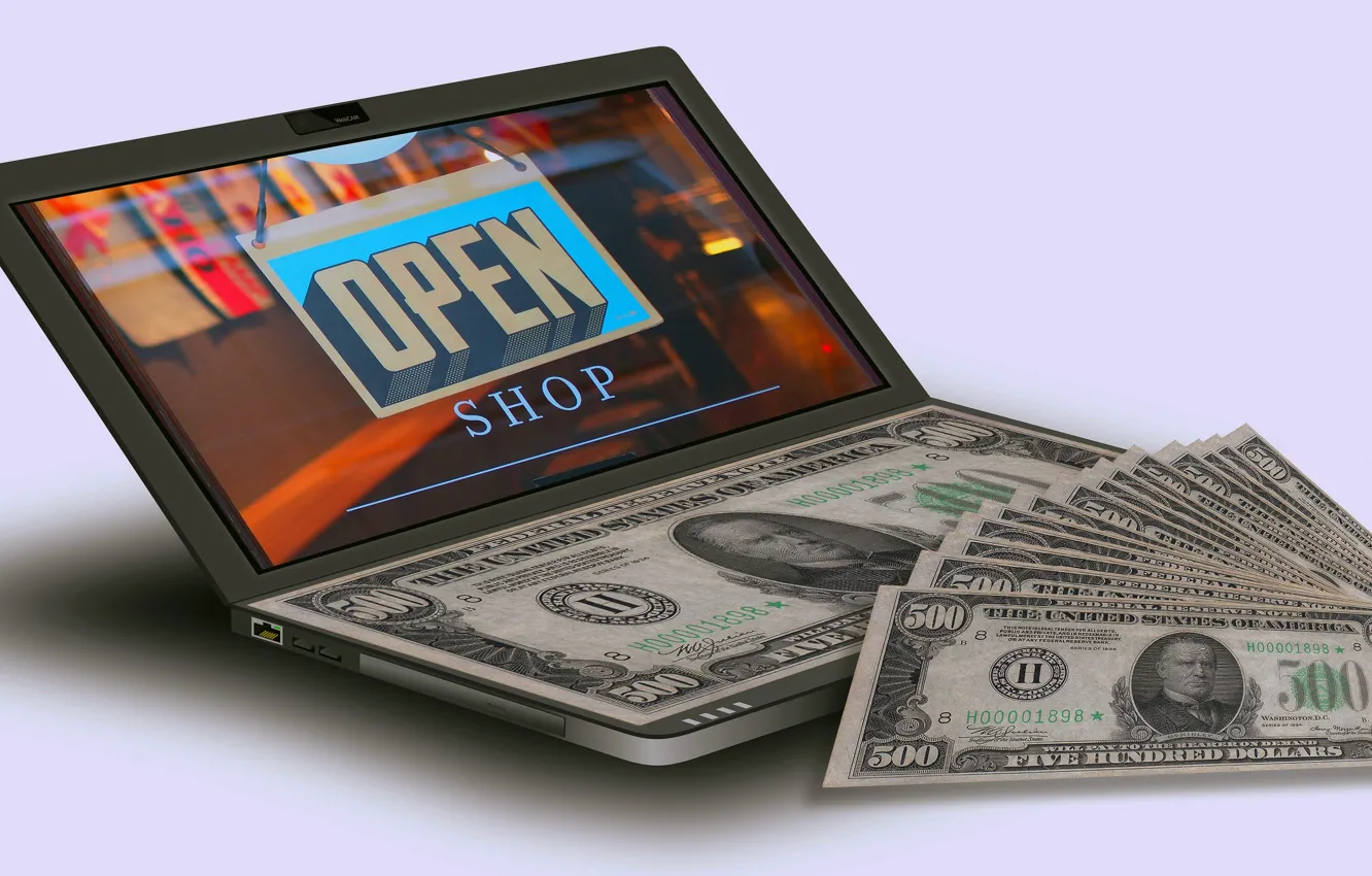 Photo wallpaper money, laptop, USA, dollars, currency, account, business