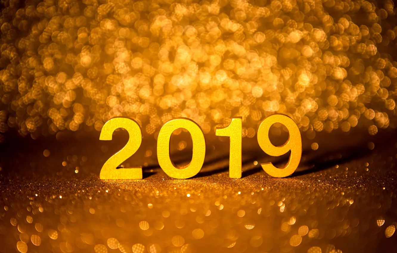Photo wallpaper background, gold, New Year, figures, golden, bokeh, New Year, Happy