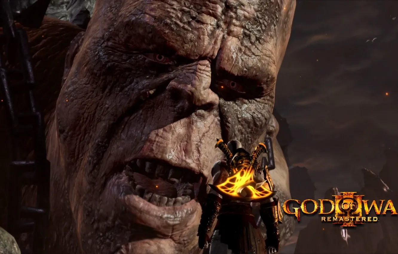 Photo wallpaper fire, flame, sword, demigod, soldier, god of war 3, Kratos, God of War