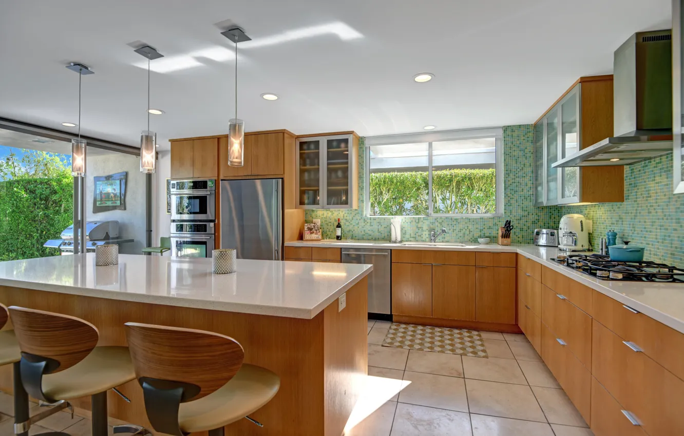 Photo wallpaper design, style, interior, kitchen, dining room, grill