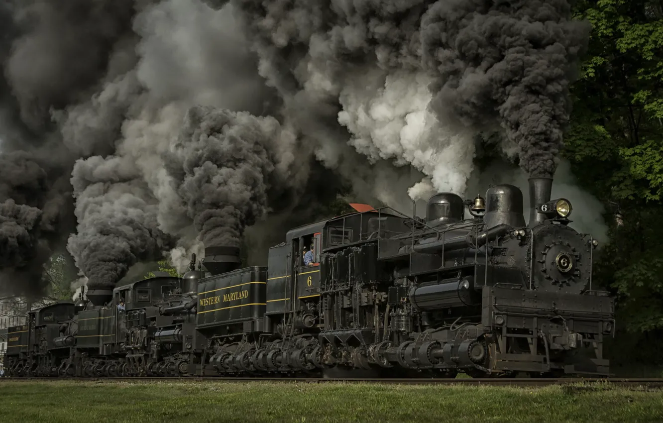 Photo wallpaper train, the engine, railroad