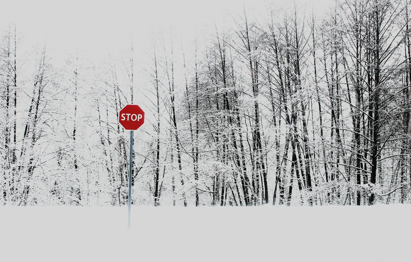 Photo wallpaper winter, snow, stop