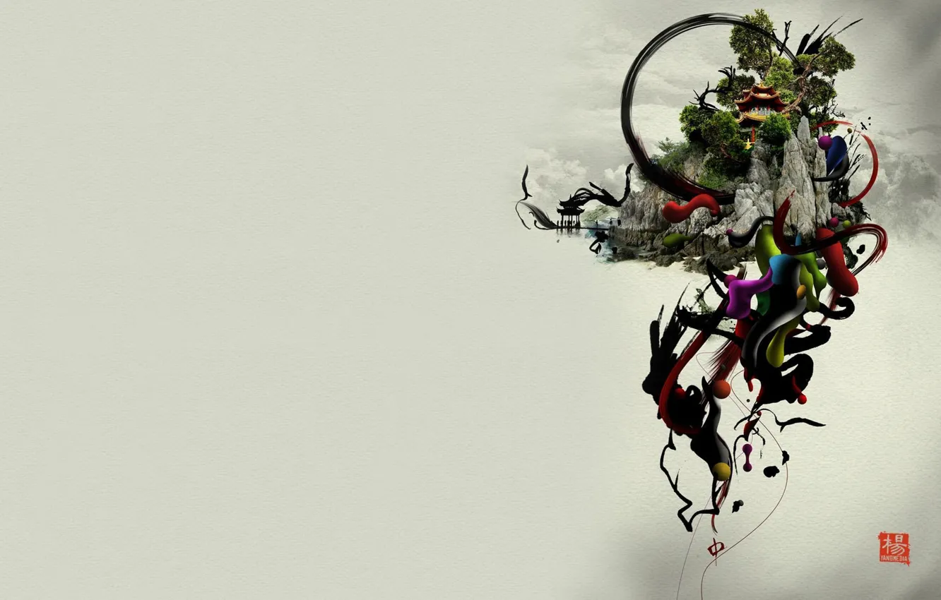 Photo wallpaper abstraction, pattern, fragmentation, motives, Japanese