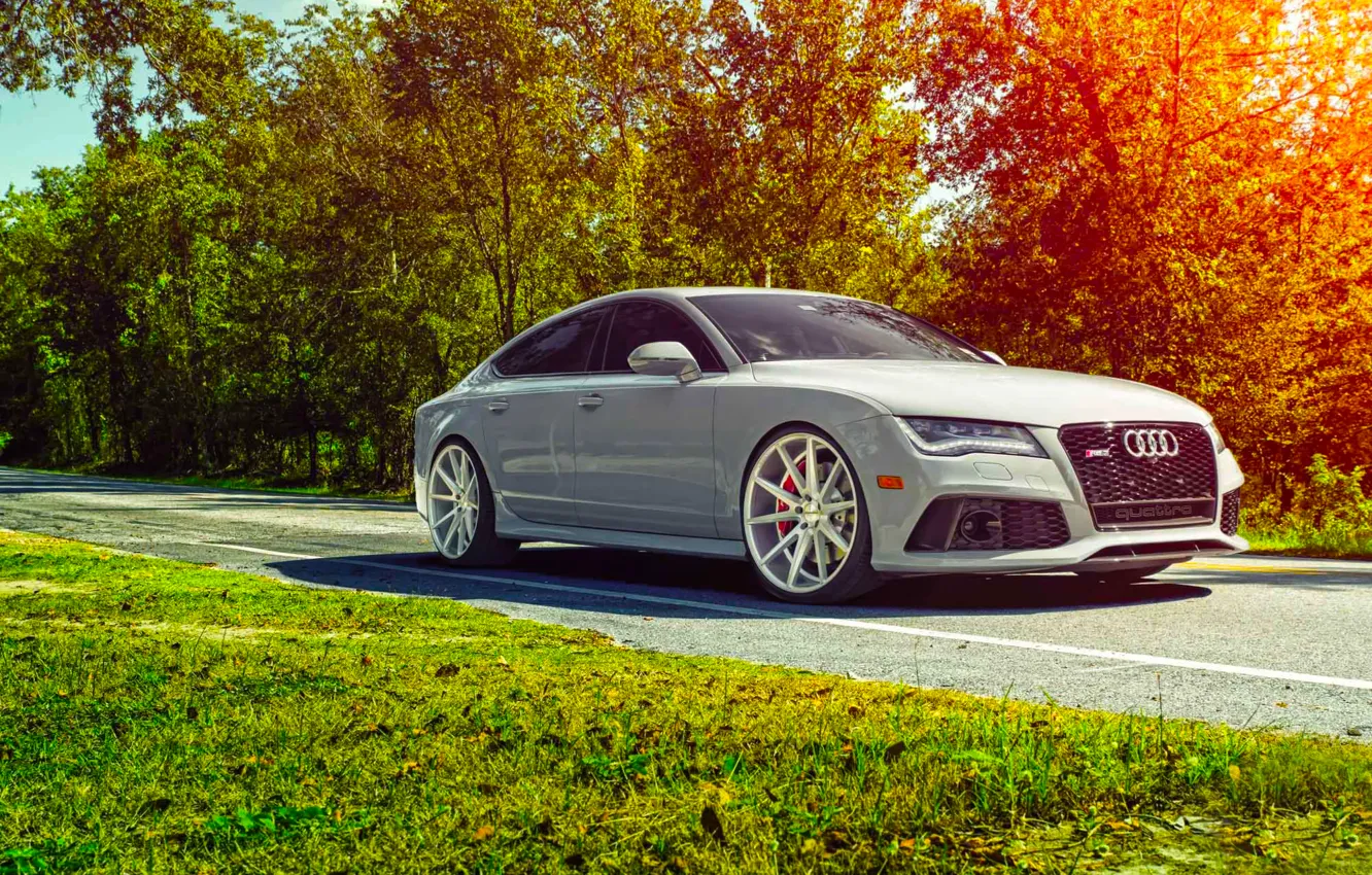 Photo wallpaper Audi, Car, Front, Sun, Day, Sport, Summer, Vossen