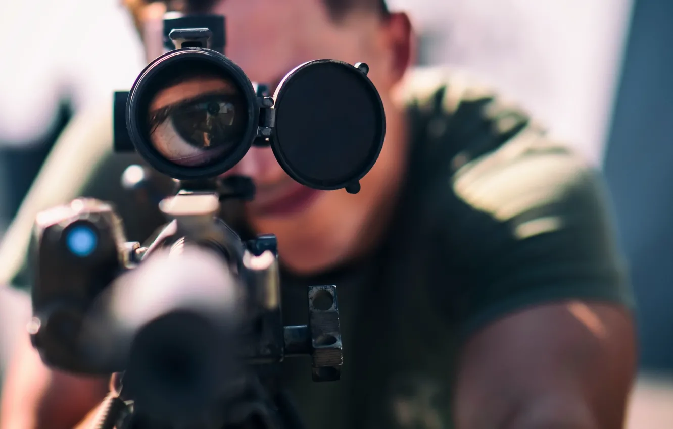 Photo wallpaper Sniper, Eyeballs Click, M-110 Semi-Automatic Sniper System rifle