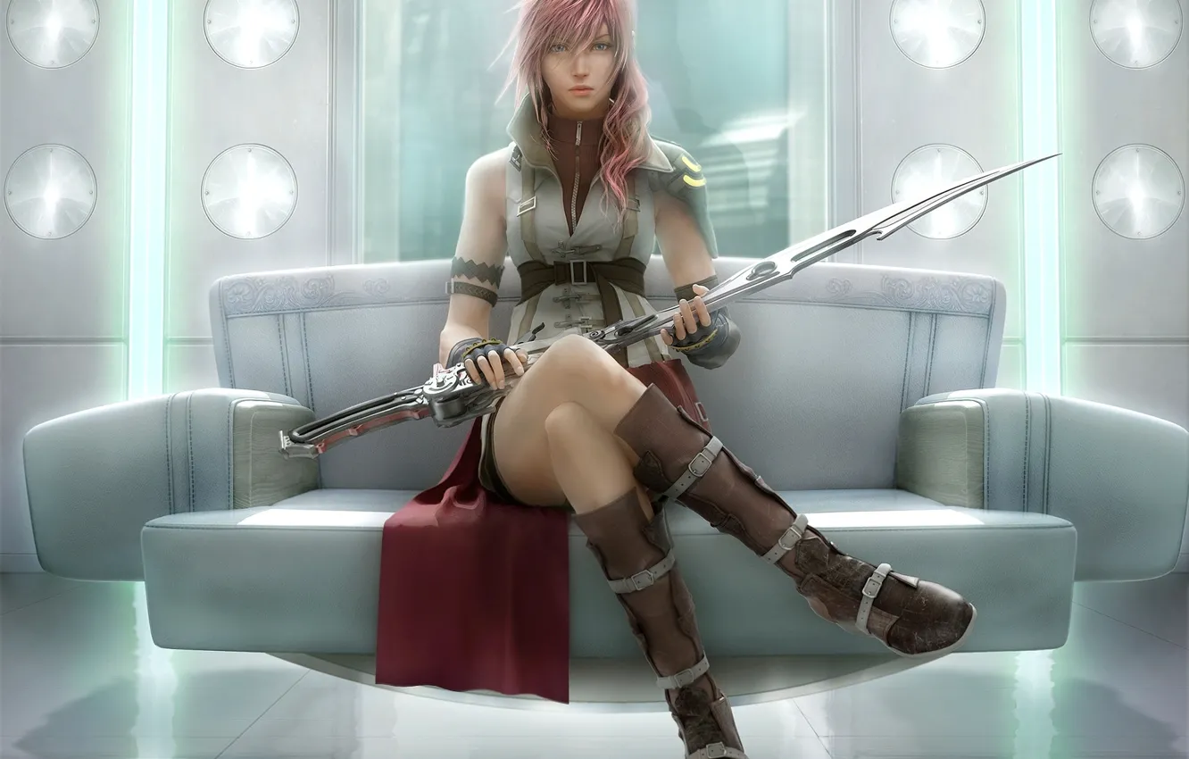 Photo wallpaper girl, sword, warrior, art, Final Fantasy XIII