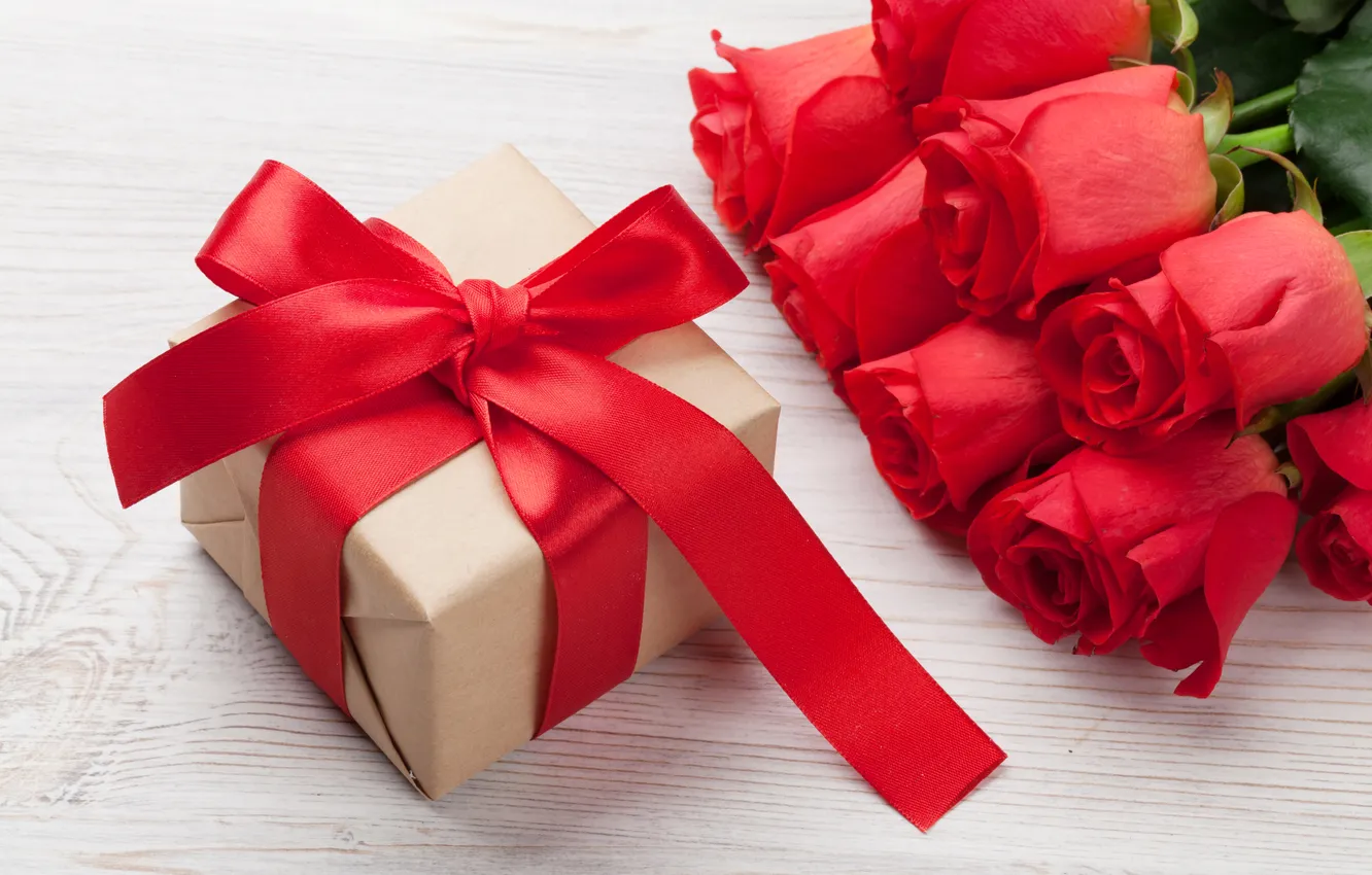 Photo wallpaper love, flowers, gift, romance, roses, love, Valentine's day, wood