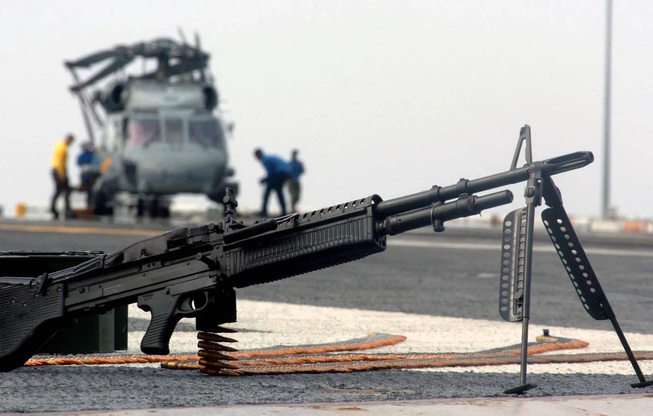 Photo wallpaper the carrier, USA, helicopter, M60, 7.62 mm, American single machine gun