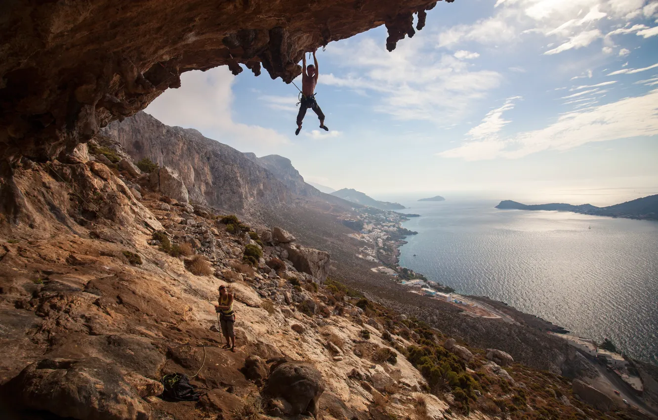 Photo wallpaper rocks, mountaineering, sport of risk