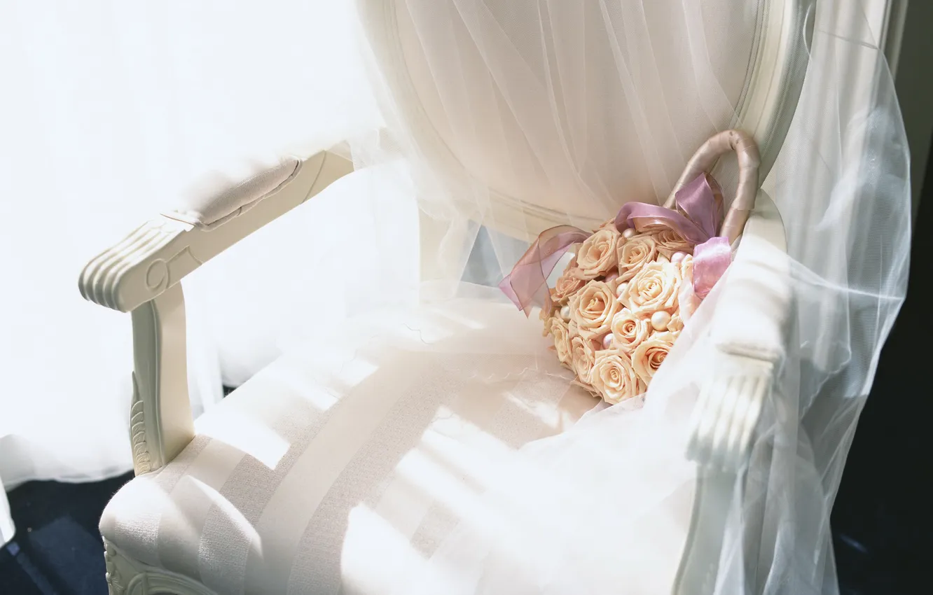 Photo wallpaper flowers, chair, chair, bag