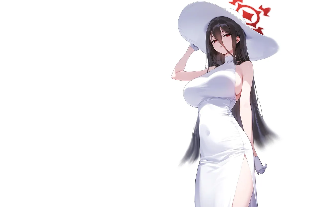 Photo wallpaper girl, hot, sexy, long hair, hat, boobs, anime, breasts