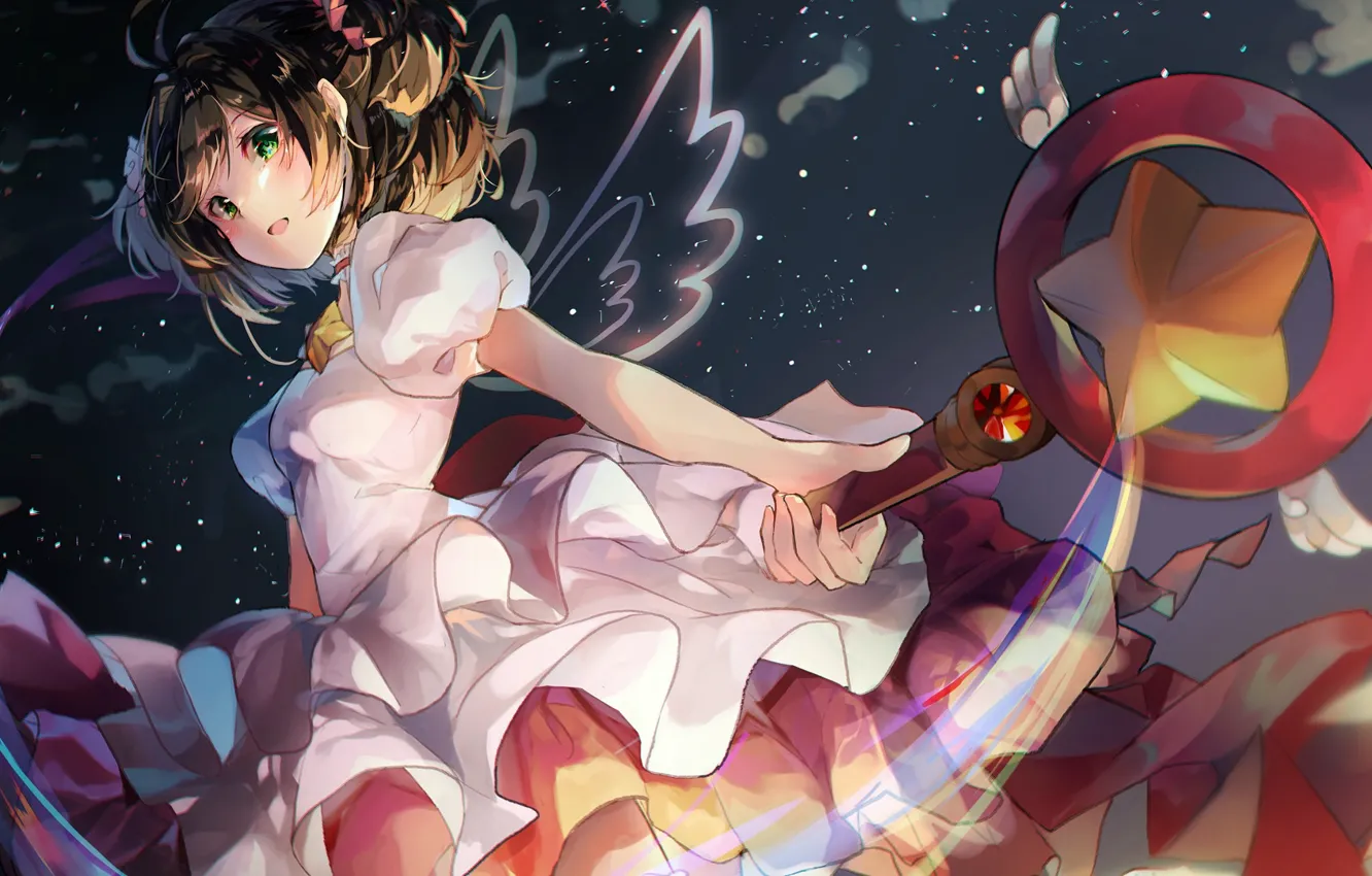 Photo wallpaper girl, dress, rod, Card Captor Sakura, Sakura - collector cards