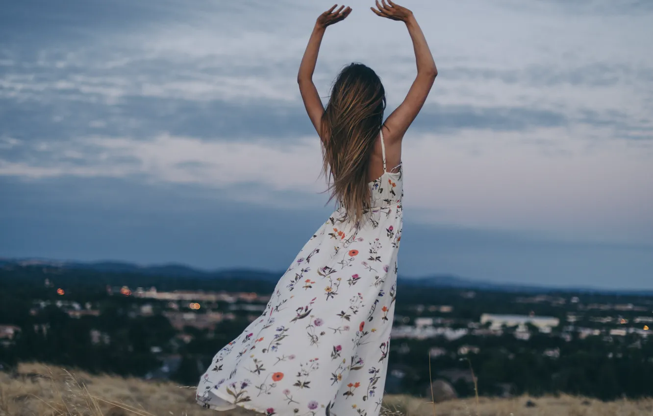Photo wallpaper girl, pose, sundress