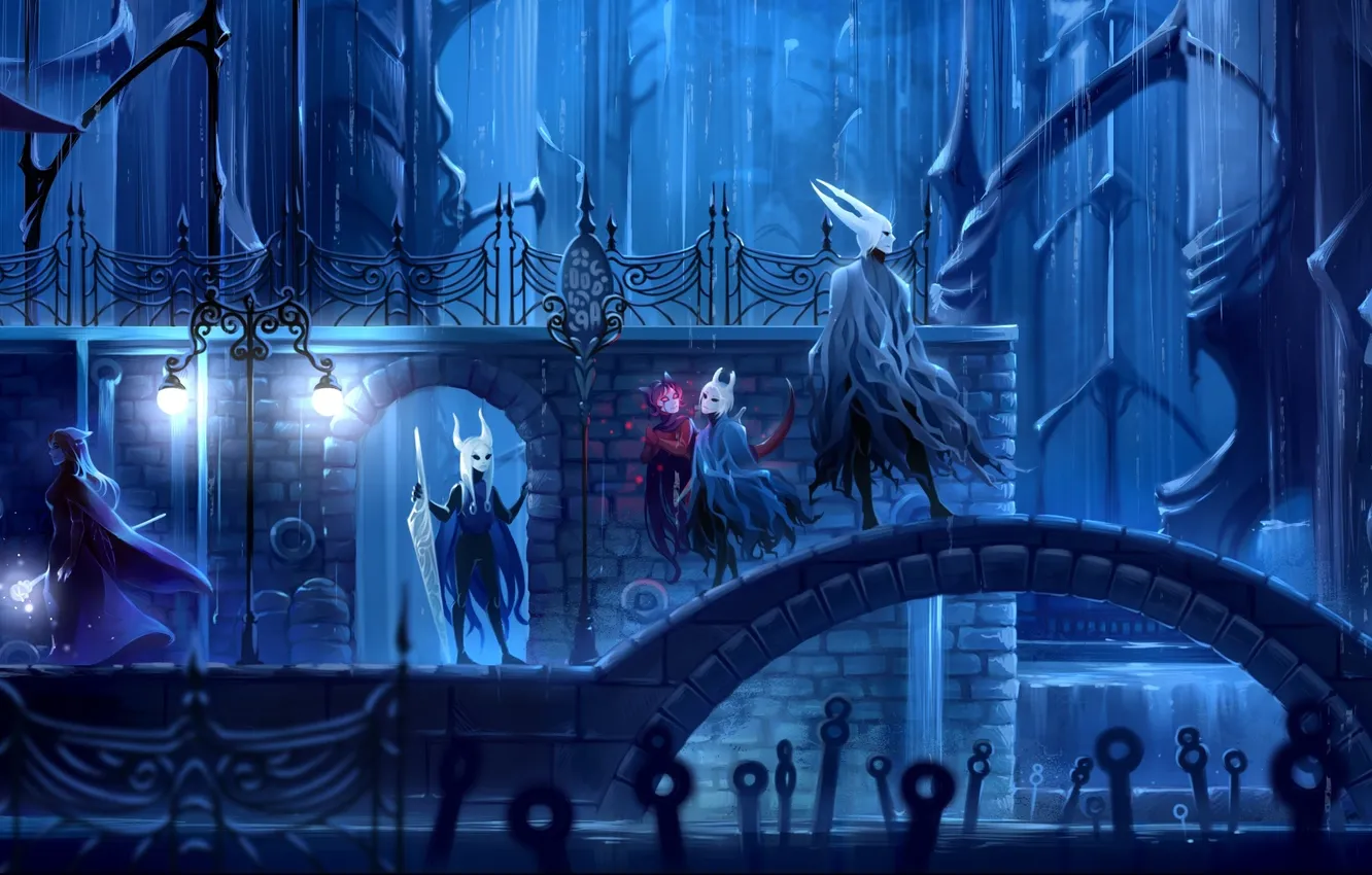 Photo wallpaper light, night, characters, Hollow Knight, Alina Kross