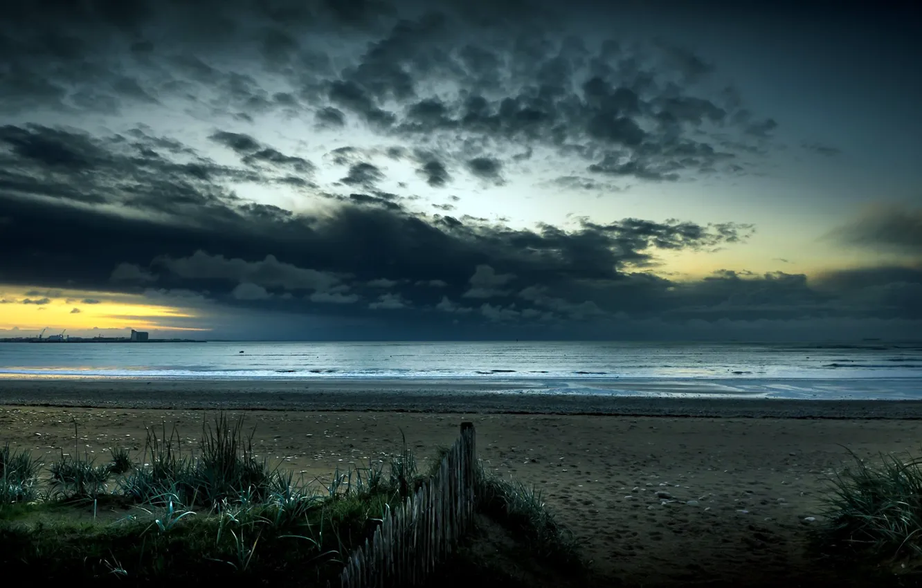 Photo wallpaper sea, night, shore