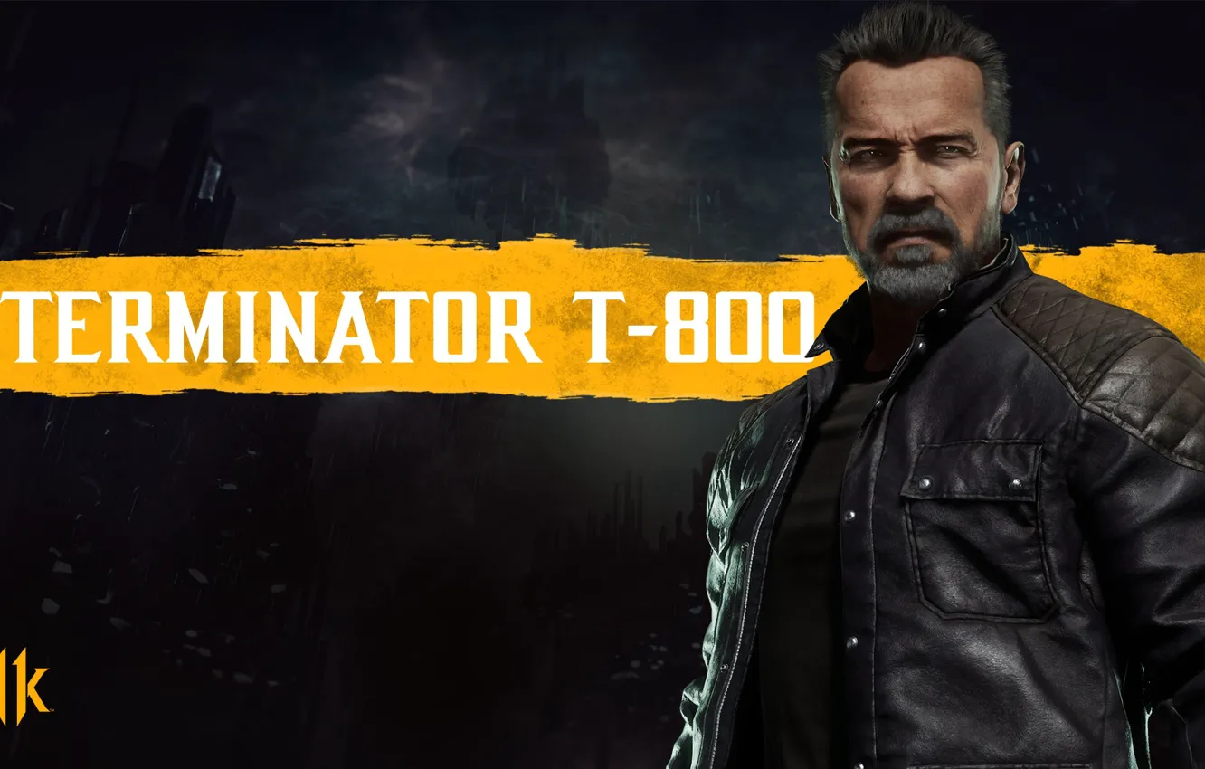 Photo wallpaper terminator, Arnold Schwarzenegger, Terminator, Arnold Schwarzenegger, Mortal Kombat 11, Mortal Kombat 11