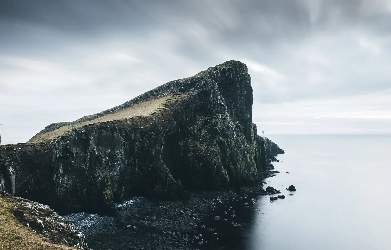 Photo wallpaper the sky, clouds, landscape, mountains, nature, the ocean, rocks, shore