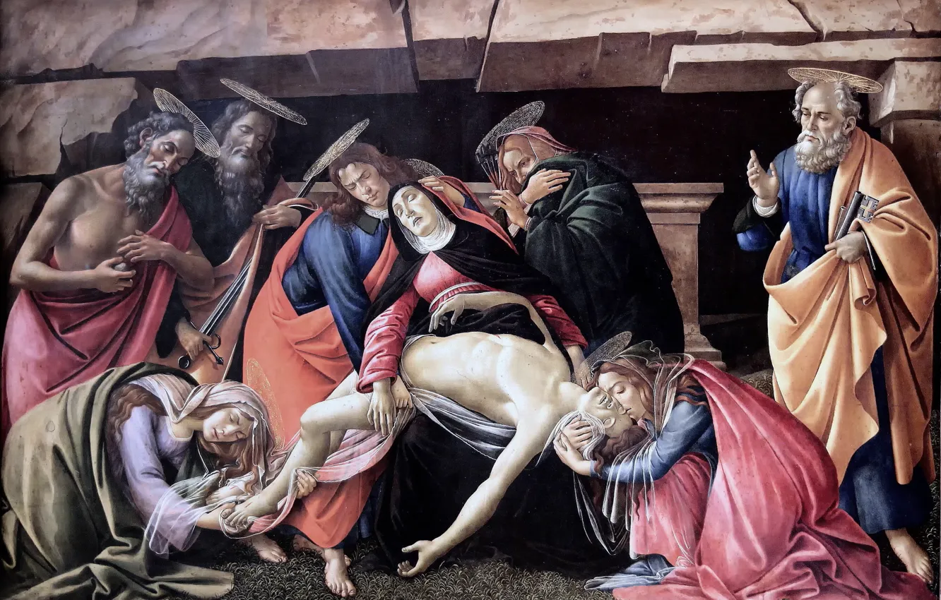 Photo wallpaper picture, Munich, Sandro Botticelli, the great Italian painter, Sandro Botticelli, tempera, The Lamentation Of Christ, …