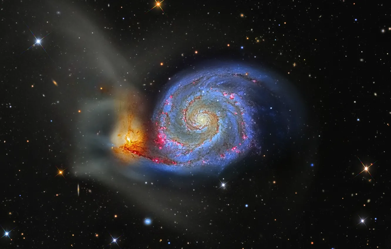 Photo wallpaper galaxy, The Dogs Of War, M 51, Whirlpool, in the constellation