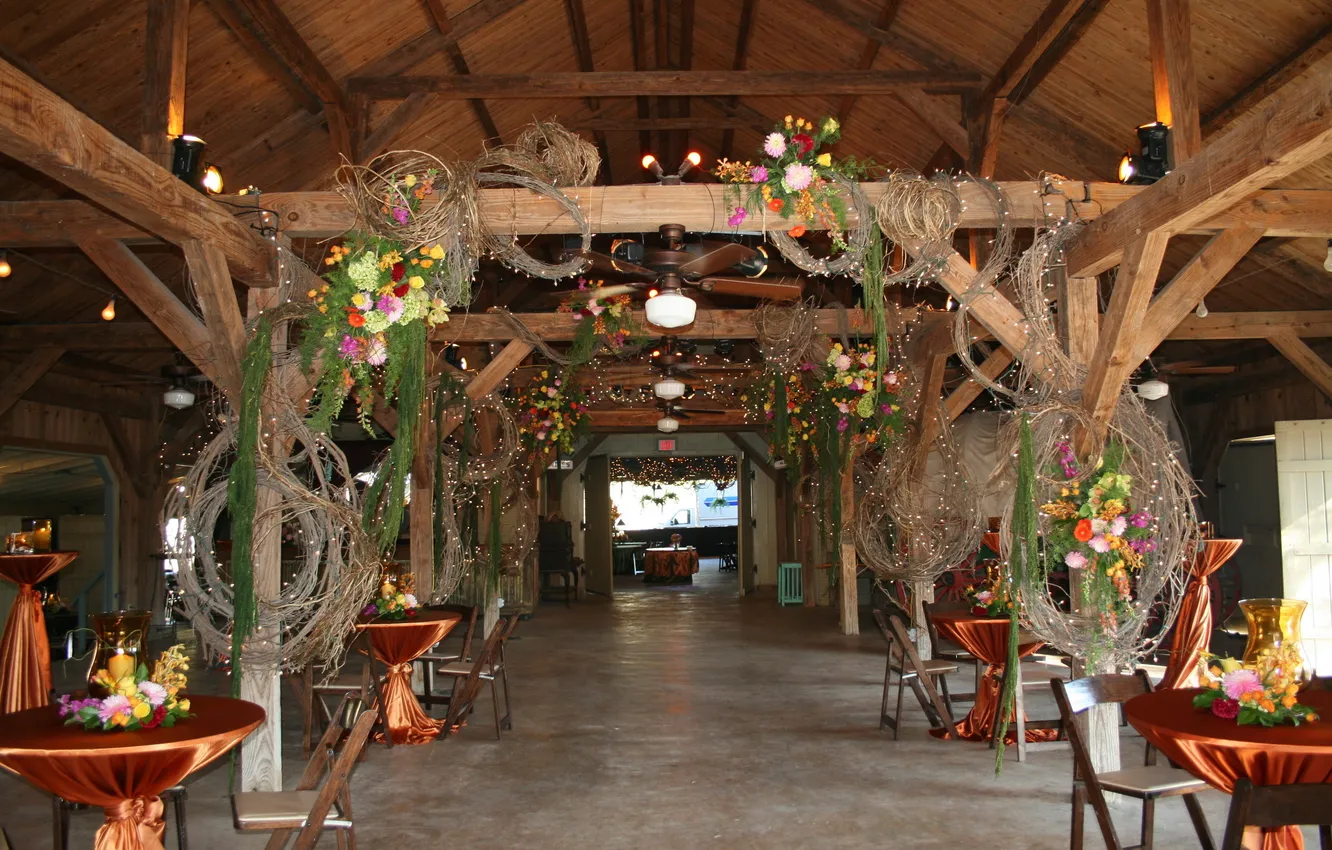 Photo wallpaper design, photo, table, holiday, interior, wooden