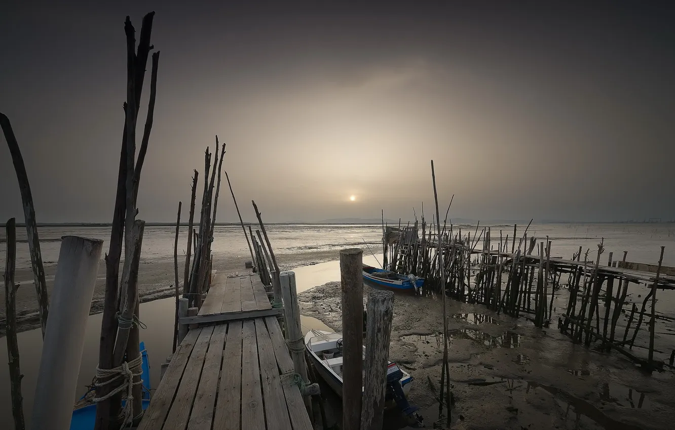 Photo wallpaper landscape, night, bridge