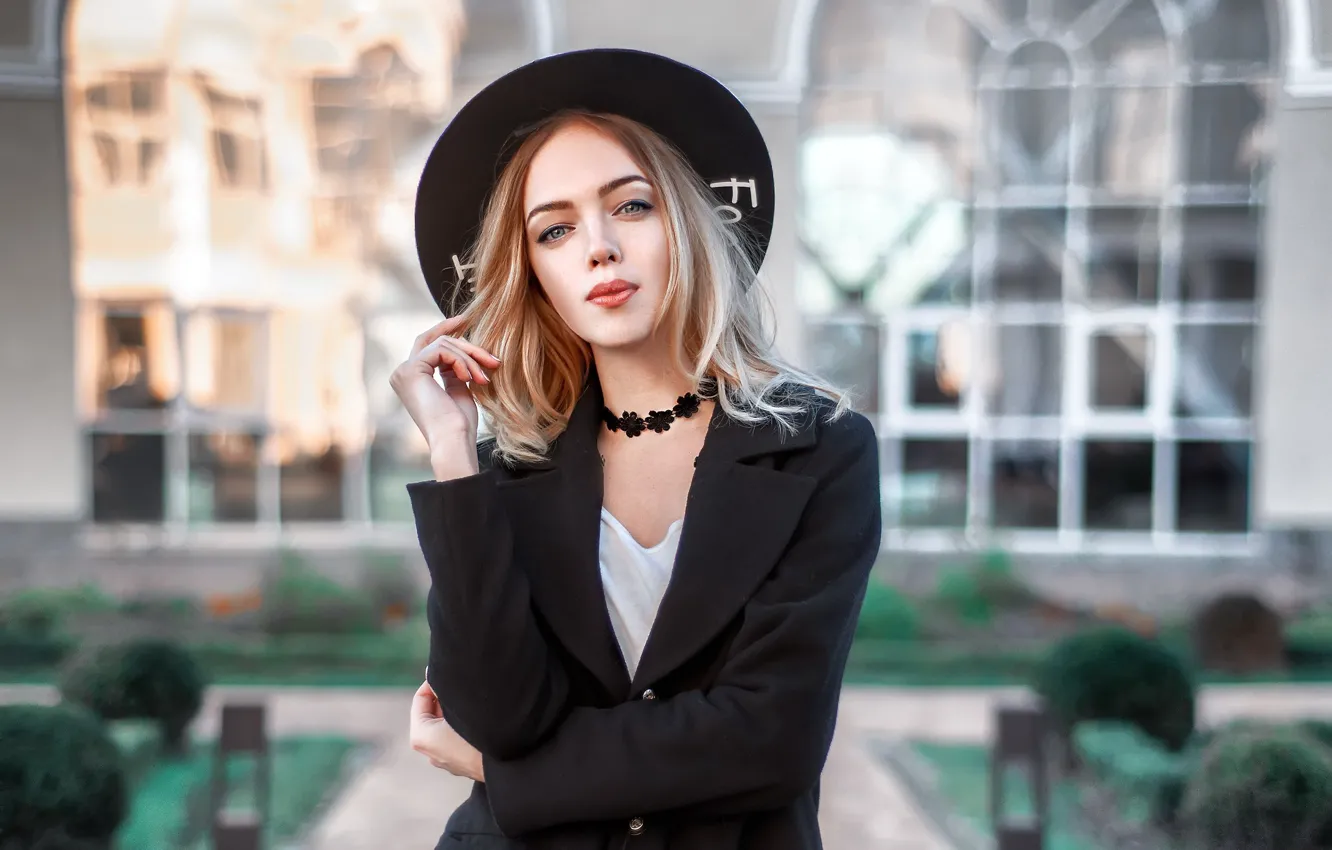 Photo wallpaper look, girl, face, sweetheart, model, portrait, hat, hairstyle